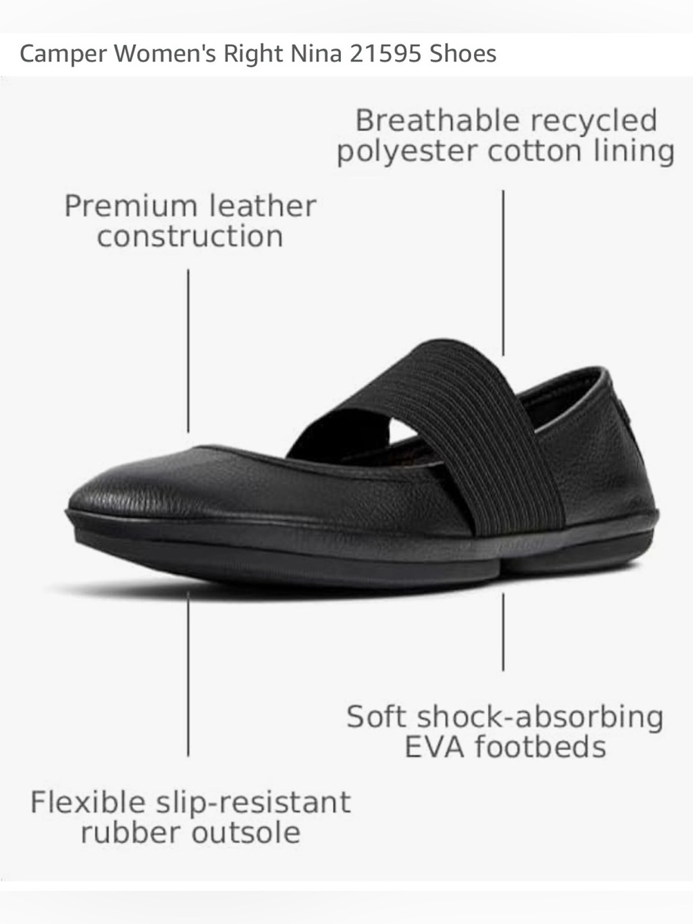 Camper Right Nina Black Leather Maryjane new in box sz 40 8.5 9 - Picture 3 of 9